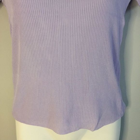 Lilac Ribbed Short-Sleeved Knit Top - Picture 3 of 6